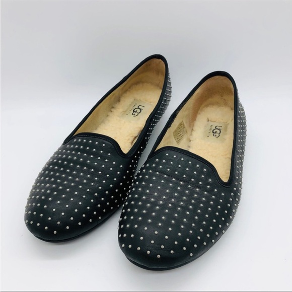 UGG leather Sherpa lined studded flats - Picture 5 of 11